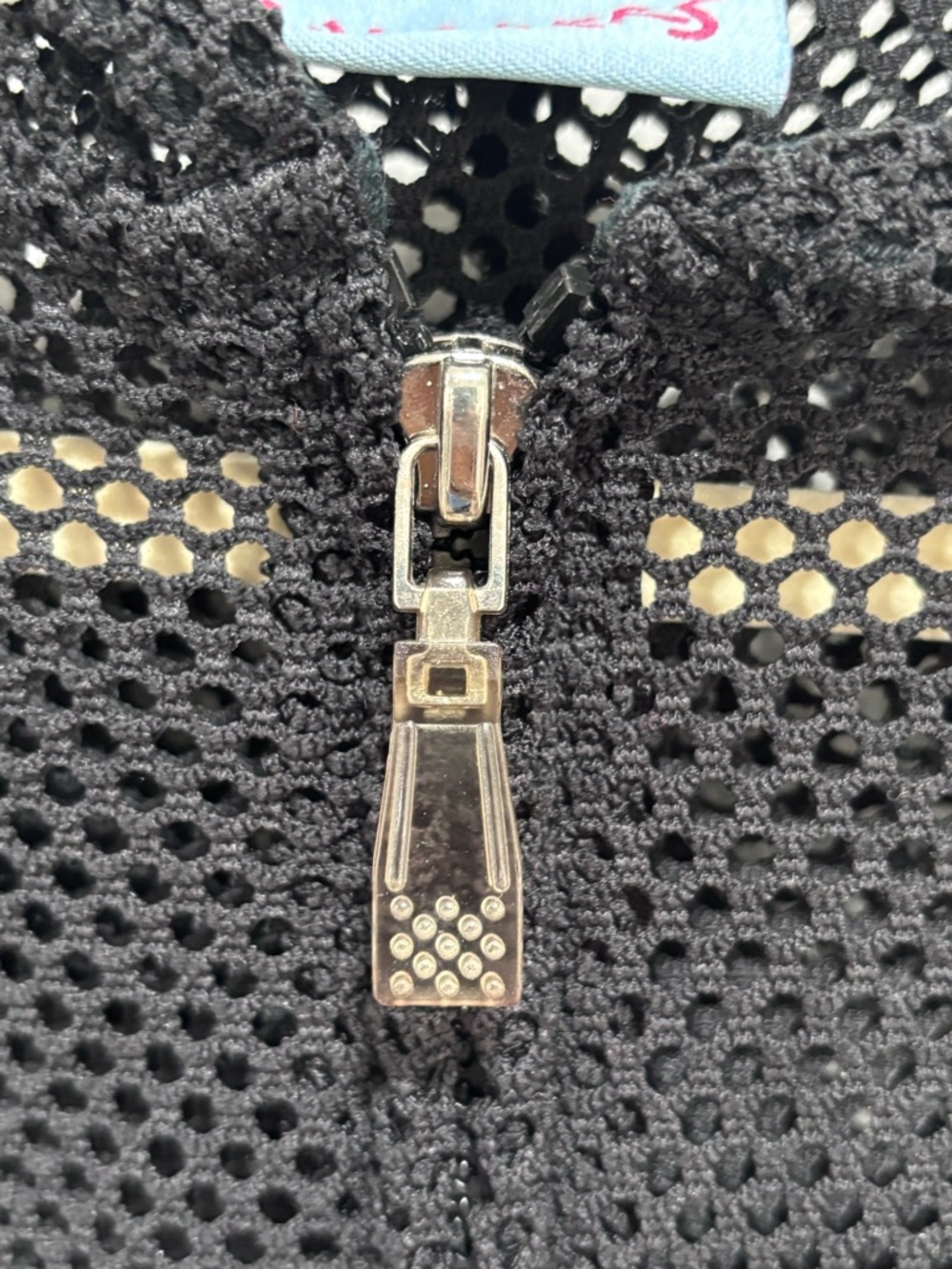 Black Sheer Mesh Zip-Front Swim Coverup Hoodie - Picture 2 of 6